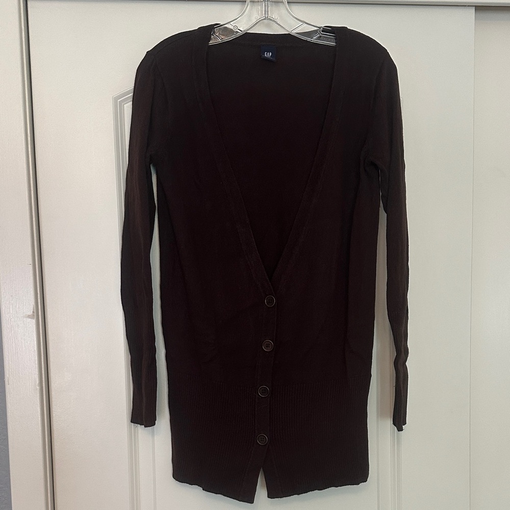 Dark Brown Button-Up Cardigan